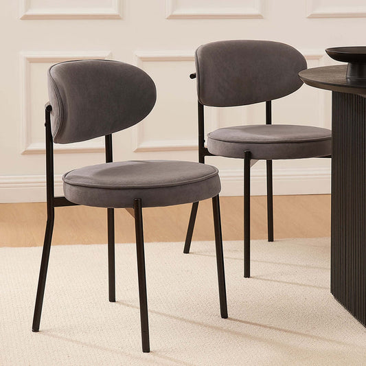 Mia Set of 2 Dining Chairs - Matte Velvet - Taupe - DUSK