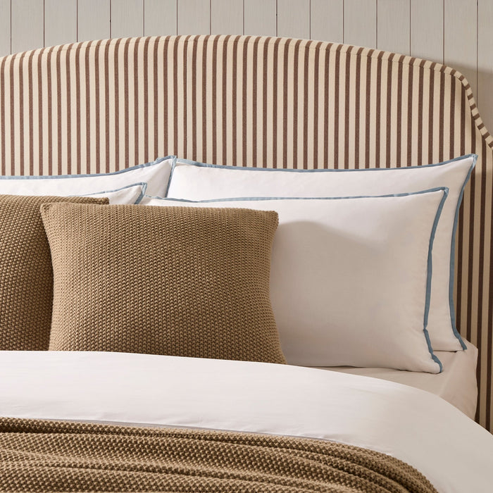 Pair of Bamboo Cotton Plain Dye Classic Pillowcases - White/Blue - DUSK