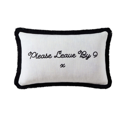 Please Leave By 9 Tufted Sofa Cushion Cover - Natural/ Black - DUSK