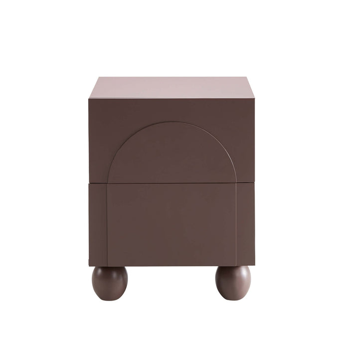 Rachel Arch Front 2 Drawer Bedside Table - Mocha - DUSK