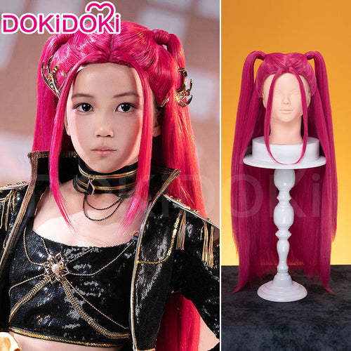 【Ready For Ship】【Last Batch】【80 CM】【Front Lace】【Kids Version】DokiDoki Movie Anime Cosplay Women Wig Long Pink Straight Hair Two Ponytails