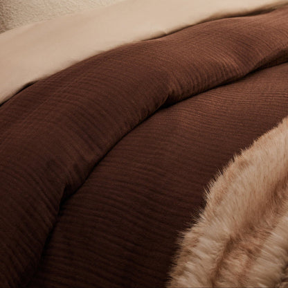 Santorini Muslin Duvet Cover & Pillowcase Set - Mocha - DUSK