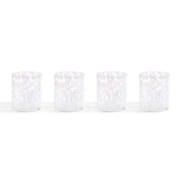 Sarda Dotty Glass Tumblers - Set of 4 - White - DUSK