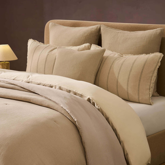 Savannah Four Layer Quilted Tufted Muslin Bedspread - Oat - DUSK