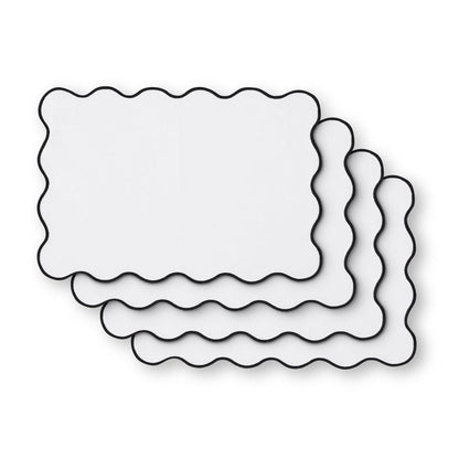 Scallop Edge Set of 4 Placemats - Off White/Black - DUSK