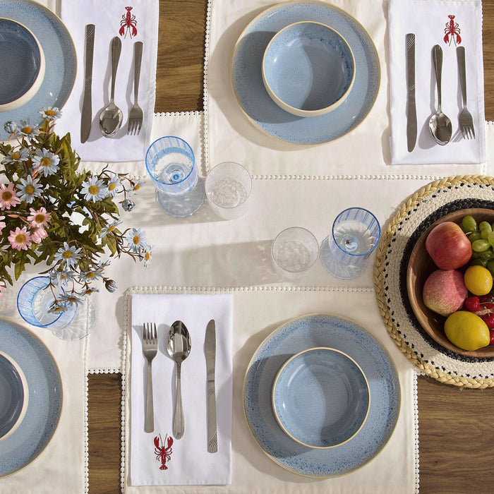 Sutton Stoneware Set of 4 Dinner Plates - Light Blue - DUSK
