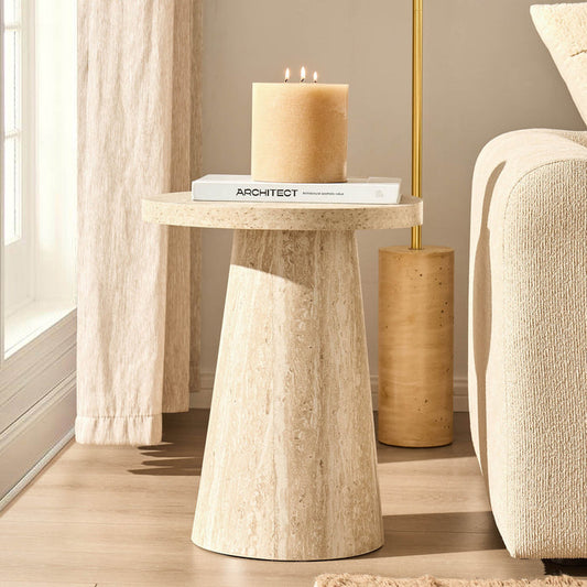 Talia Side Table - Stone Marble Effect - DUSK